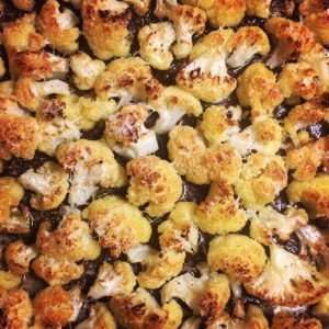 Roasted Cauliflower with Cheese and Garlic