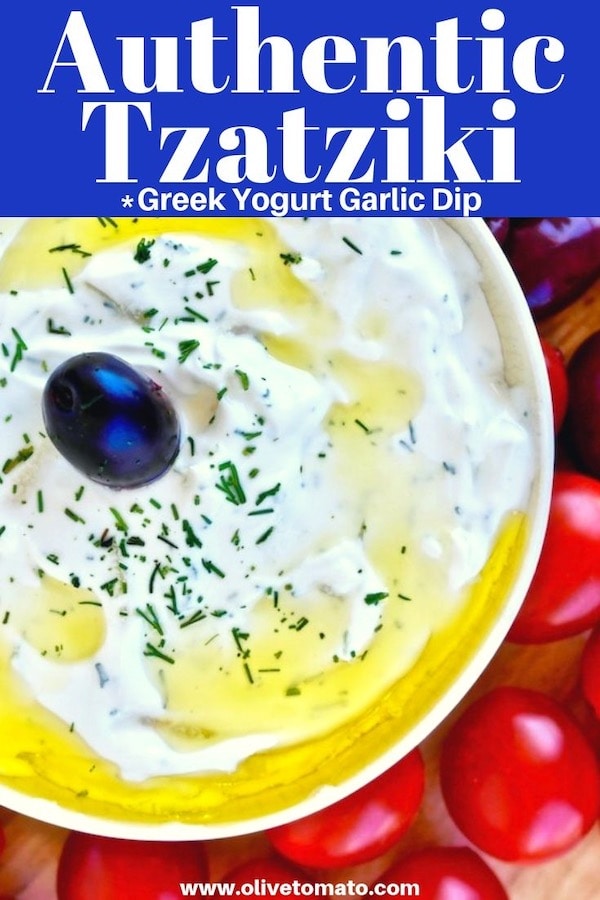 Greek Tzatziki Recipe The authentic Greek Tzatziki recipe for this seriously addictive Greek yogurt and garlic dip. #tzatziki #dip #greek #easy #appetizer #yogurt