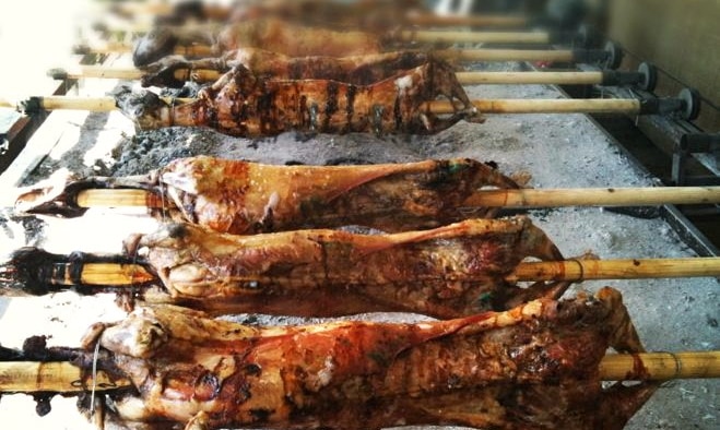 Mixed feelings about the Greek Easter Lamb on the Spit - Olive Tomato