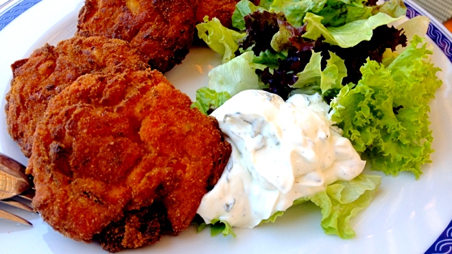 Tomatokeftedes-Tomato patties made with tomato and feta, served with greek yogurt