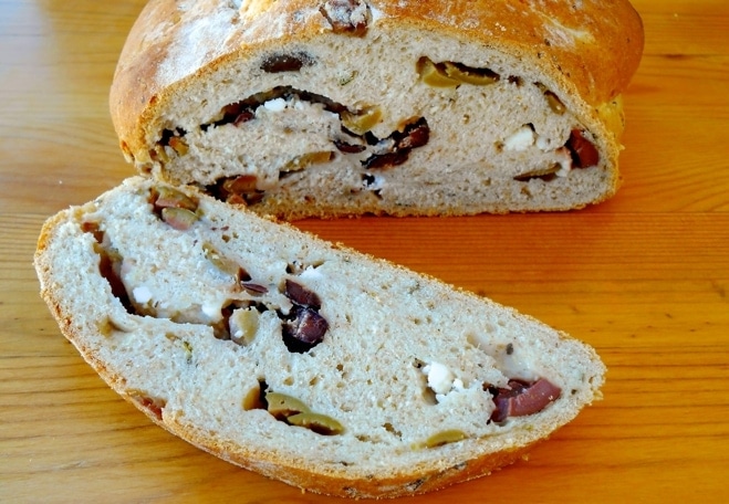 Whole Wheat Olive and Feta Cheese Bread-Eliopsomo