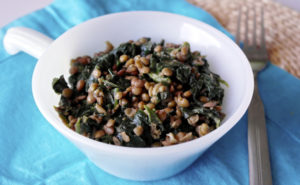 Warm Spinach Lentil Salad with Olive Oil and Honey Dressing