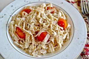 Hilopites: Greek Pasta with Mitzithra Cheese and Cherry Tomatoes