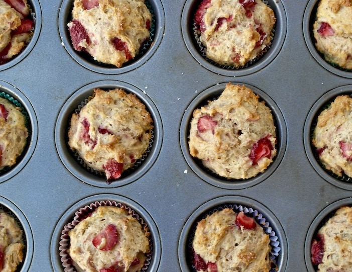 Strawberry Greek Yogurt Balsamic Muffins