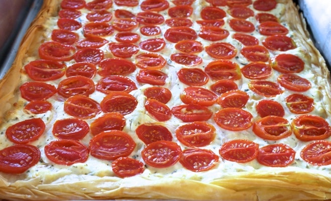 Tomato-Feta-Greek Yogurt Phyllo Tart