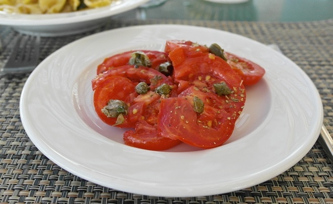 Lush tomato and caper salad