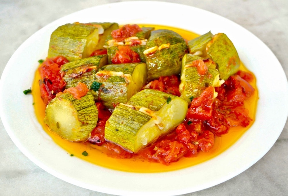 Roasted zucchini and tomatoes