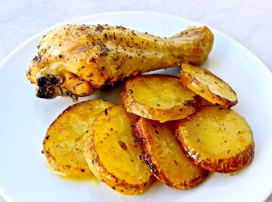 greek lemon roasted chicken and potatoes