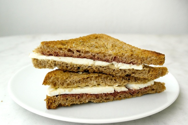 Greek Style Grilled Cheese Sandwich with Feta and Tahini