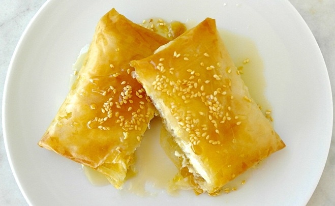 Greek Baked Feta Cheese In Phyllo And Honey