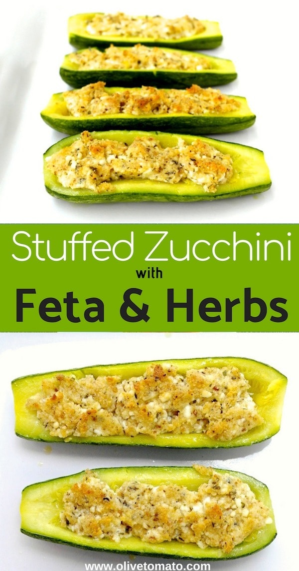 Stuffed Zucchini with feta and herbs