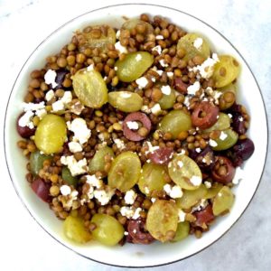 Lentil and Grape Salad with Feta and Kalamata Olives