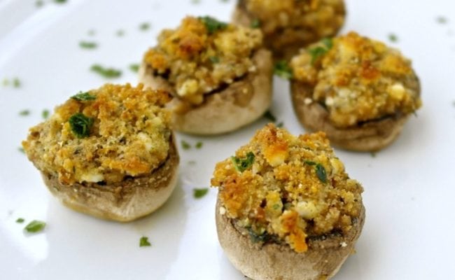 Greek style stuffed mushrooms
