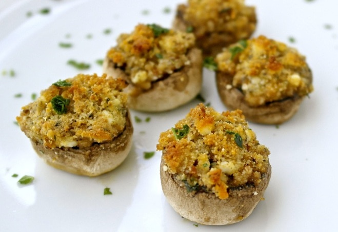 Easy Greek style stuffed mushrooms