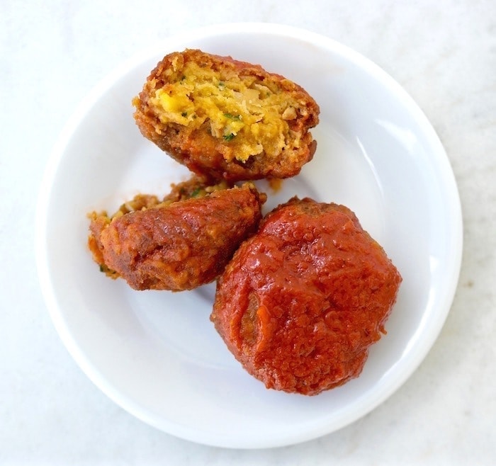Greek Chickpea Patties with Thick Tomato Sauce Revithosoutzoukakia