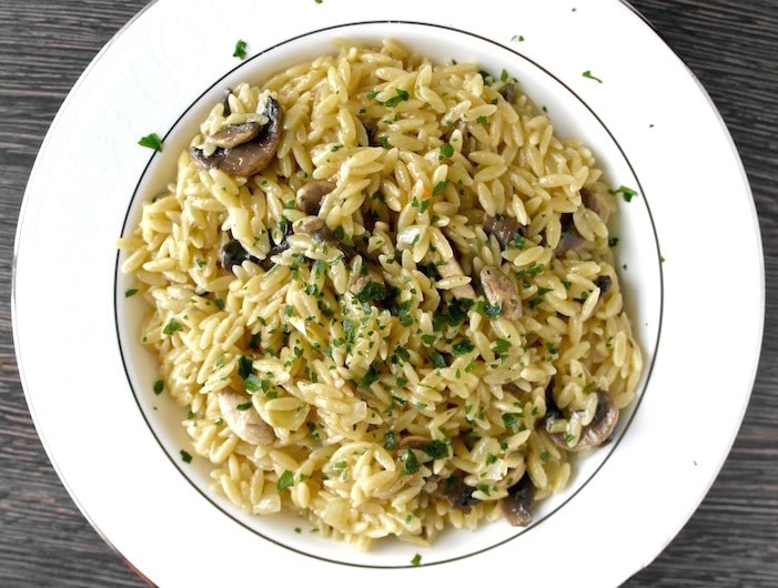 Easy Orzo-Mushroom Risotto Style- Kritharotto