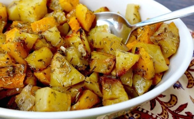 roasted butternut squash and potatoes