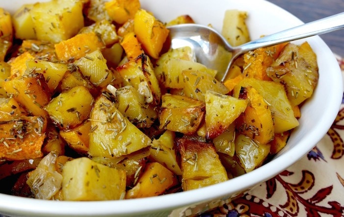 Roasted butternut squash and potatoes