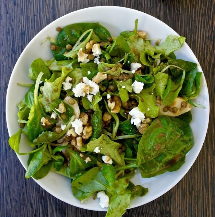 Lentil and Greens Salad with Pear and Feta