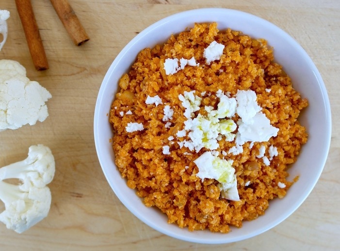 Greek Cauliflower Rice with feta