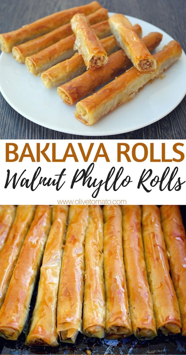 Baklava Rolls Walnut phyllo rolls