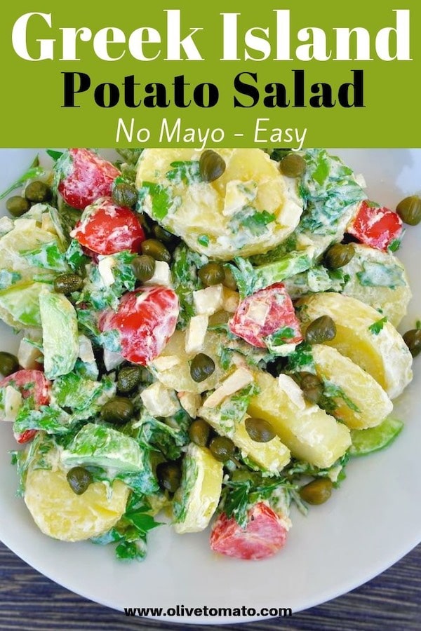 Greek island potato salad, no eggs, no mayo #salad #potato #nomayo #healthy #mediterranean #greek