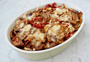 Greek Cheesy Eggplant and Red Pepper Casserole
