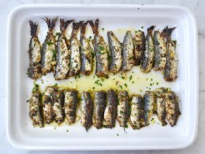 Mediterranean Garlic and Herb Crusted Roasted Sardines