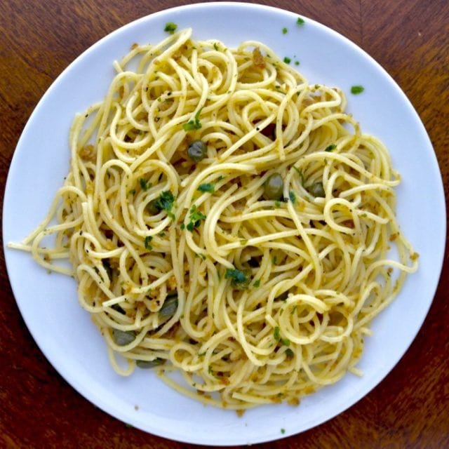 Pasta with Capers, Garlic and Toasted Breadcrumbs