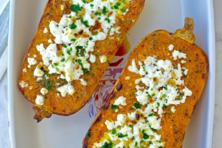 baked butternut squash wth feta