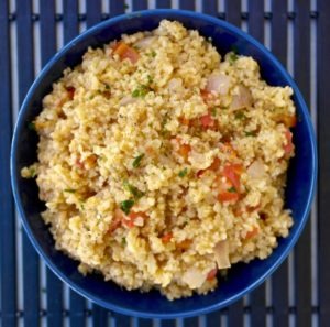 Warm Bulgur Wheat with Tomato and Peppers