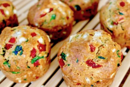 Feta Spinach and Red Pepper Muffins