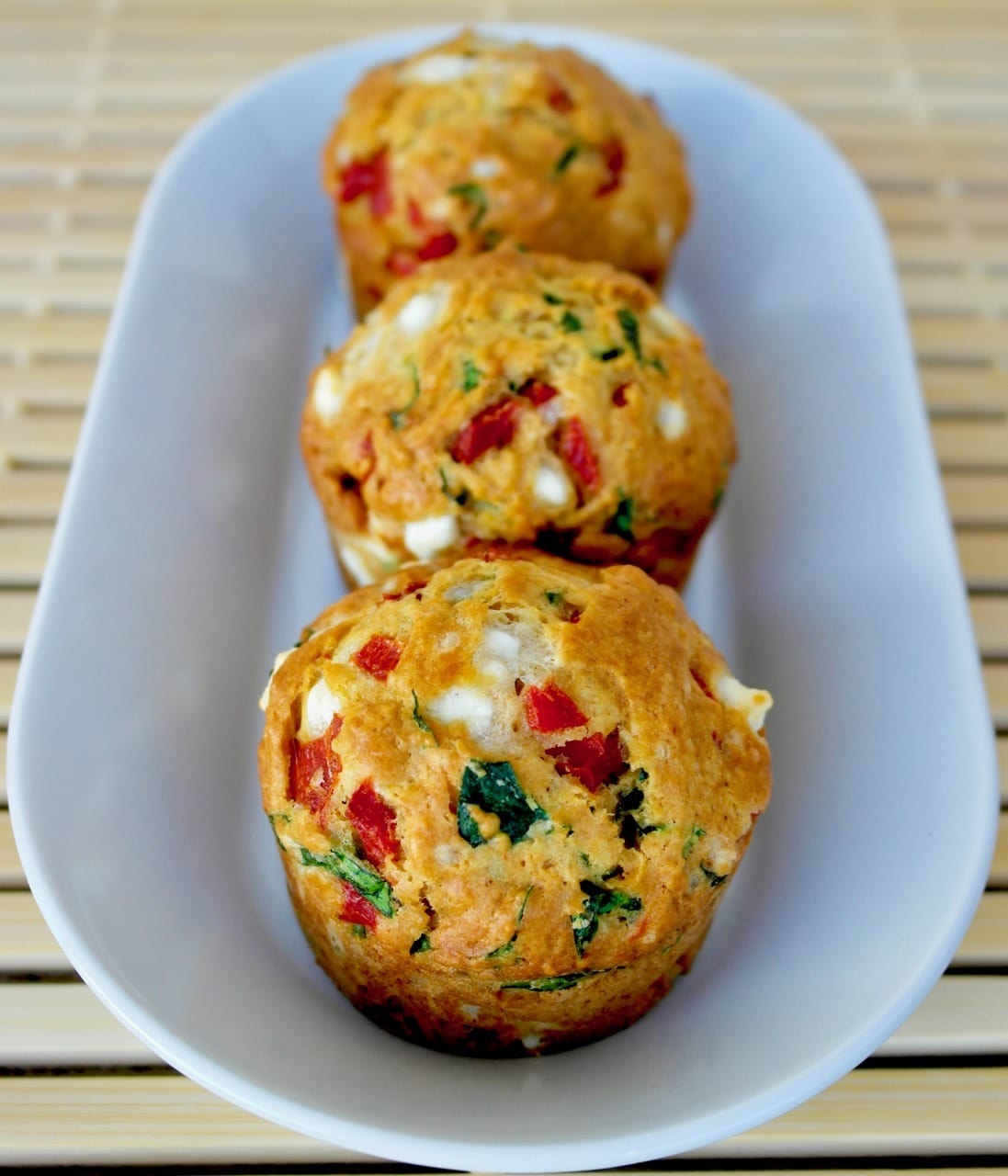 Feta Spinach Red pepper muffins