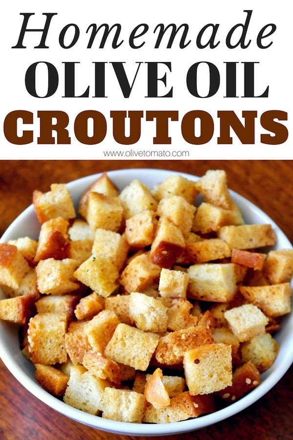 Homemade olive oil croutons