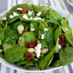 Mediterranean Spinach Salad with feta and beans