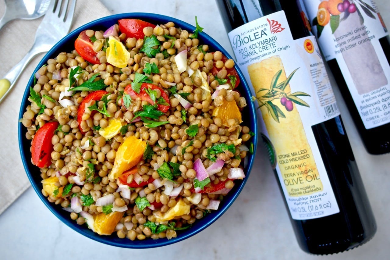 Lentils and Mediterranean salads