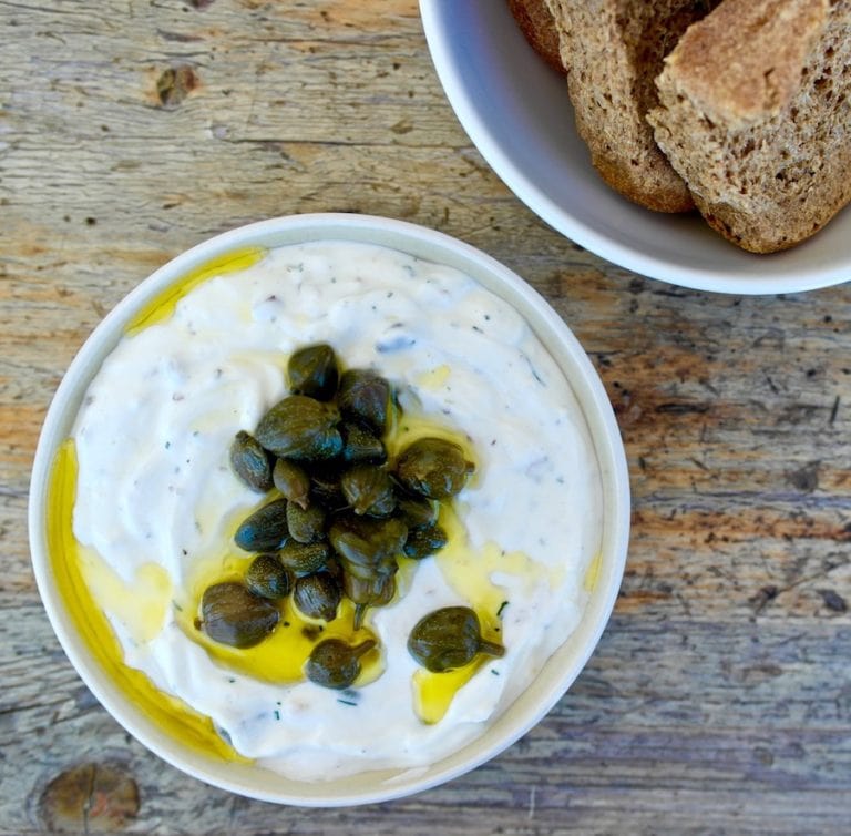 Creamy Greek Yogurt Lemon Caper Dip