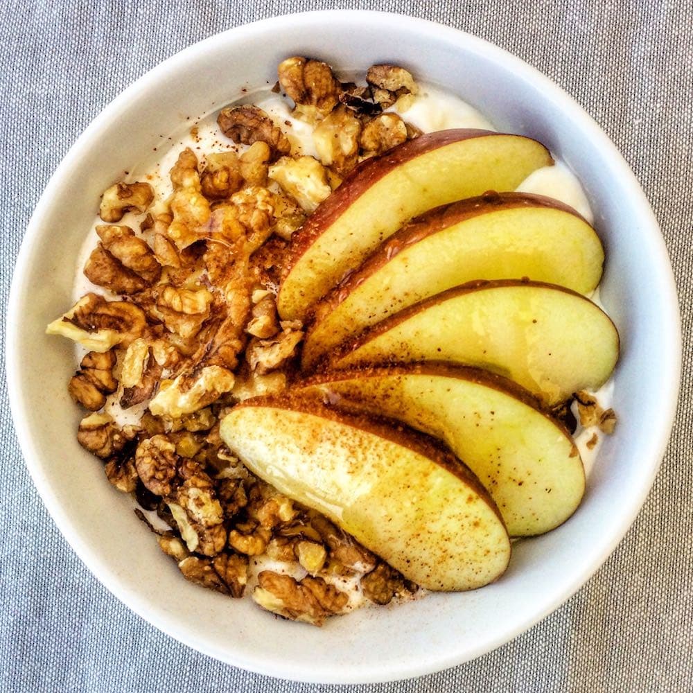 Greek yogurt apples and walnuts