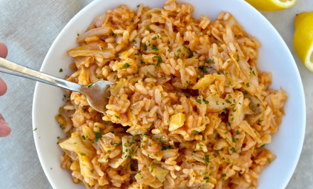 Easy One Pot Greek Cabbage and Rice