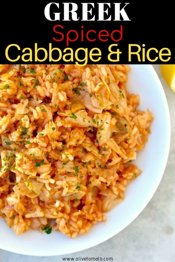 Traditional One Pot Greek Cabbage and Rice #vegan  #cabbage #rice #recipe