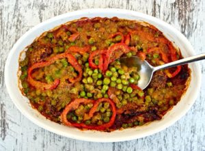 Roasted Peas with Sun-Dried Tomatoes and Peppers