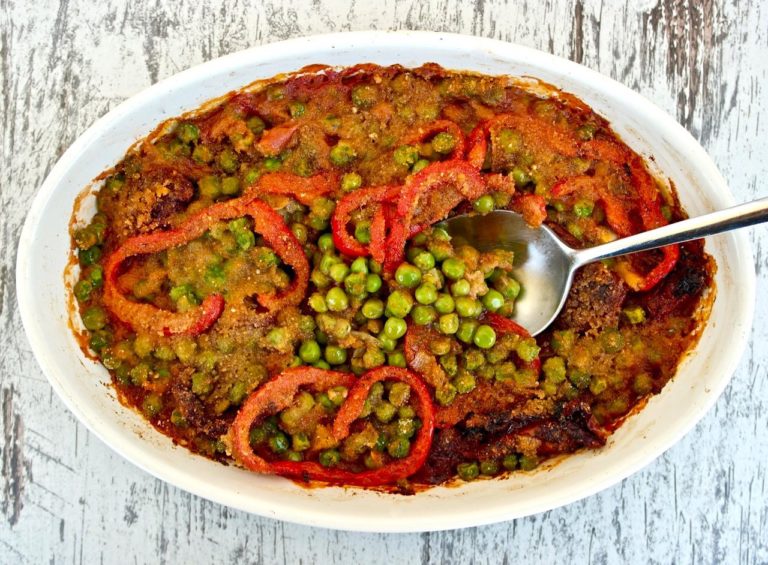 Roasted Peas with Sun-Dried Tomatoes and Peppers