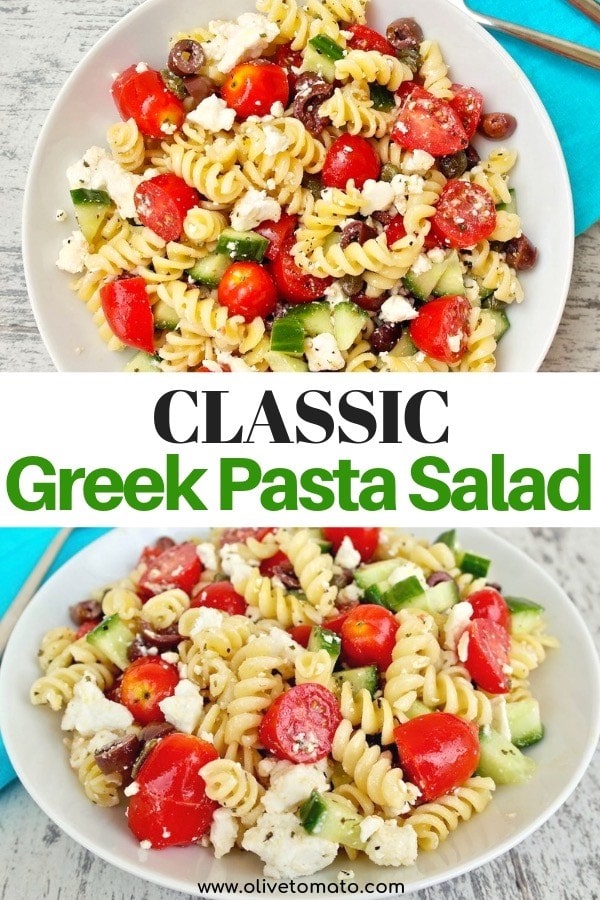 Classic Greek Pasta Salad #Greek #pasta #salad #mediterranean #healthy #diet 