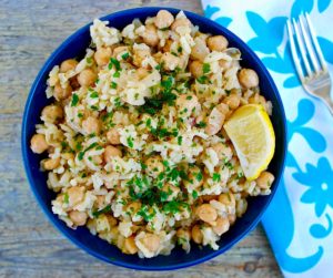 Greek Chickpeas and Rice with Lemon and Tahini