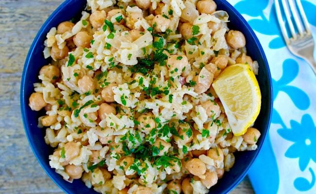 Greek chickpeas and rice #chickpeas #beans #rice #easy #recipe #vegan #mediterranean #greek #diet