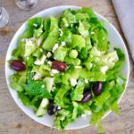 Greek Green salad with romaine lettuce and feta