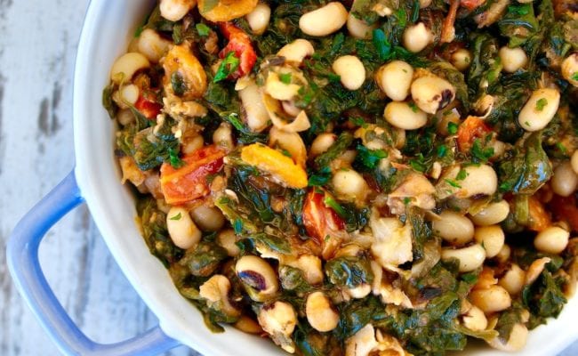 Stewed Black eyed peas and spinach