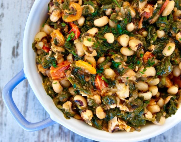 Stewed Black eyed peas and spinach
