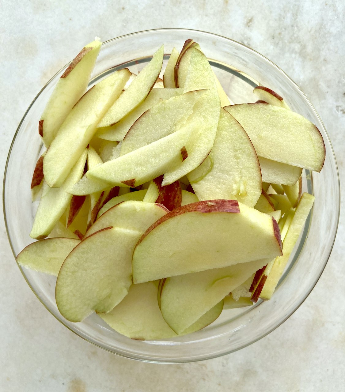 Sliced apples olive oil apple cake