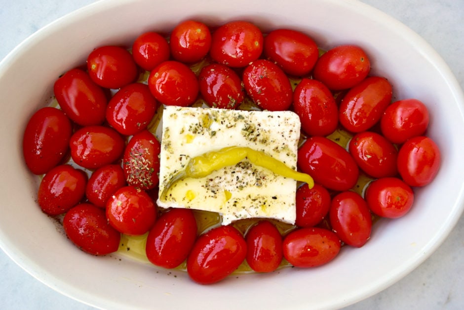 Authentic Baked Feta and Tomatoes Olive Tomato